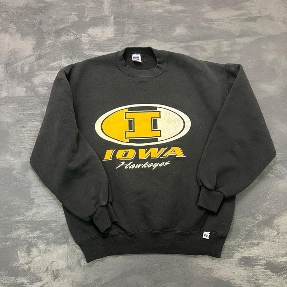 Vintage Iowa Hawkeyes Sweatshirt Mens XL Black 1990s Russell Athletic